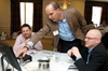 Mike Myers of Palio is flanked by Hugo Brown from Vertex and Kevin McDermott from Aptalis Pharma