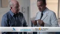 Scene from a TV commercial touting Novo Nordisk's FlexPen insulin delivery device Scene from a TV commercial touting Novo Nordisk's FlexPen insulin delivery device