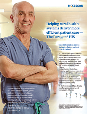 Excitant Healthcare Advertising's multicustomer advocacy ad for McKesson employs classic peer-to-peer bonhomie to promote Paragon EHR Excitant Healthcare Advertising's multicustomer advocacy ad for McKesson employs classic peer-to-peer bonhomie to promote Paragon EHR