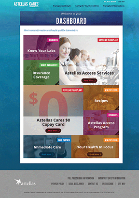 The Astellas Cares campaign dashboard The Astellas Cares campaign dashboard